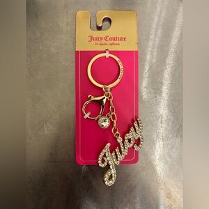 Juicy Couture Gold Key Holder with Crystal Charm